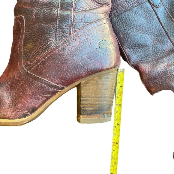 1790-TIMBERLAND Rudston Red/Brown tone Pull-on Leather Women’s Heeled Boots - Picture 8 of 12